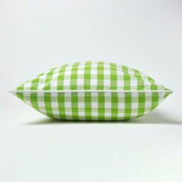 Block Check Cotton Gingham Cushion Cover - Green / 45cm - thumbnail 4