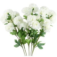 Pack of 6 x Artificial Carnation Stem - 24 Flowers - White Carnation