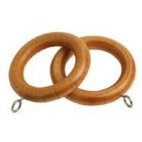 Wooden Curtain Pole Ring Hooks with Eyes - Antique Pine / 100