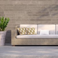 Golden twisted strips Outdoor Cushion - Yellow / 60cm - thumbnail 1