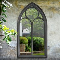 MirrorOutlet Chapel Arch Large Black Outdoor Garden Mirror 150 x 81cm - Black - image 1