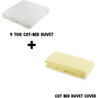 Junior Joy Baby 9 TOG Cot Bed Duvet and Duvet Cotton Cover Set  120x150cm - Lemon