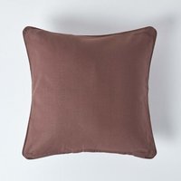 Homescapes Cotton Plain Cushion Cover - Chocolate / 60cm - image 1