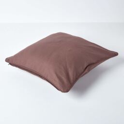 Homescapes Cotton Plain Cushion Cover - Chocolate / 60cm - thumbnail 4