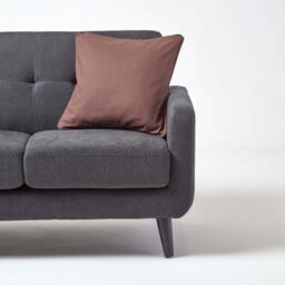 Homescapes Cotton Plain Cushion Cover - Chocolate / 60cm - thumbnail 2