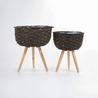 Lentigo Set Of Two Black Planters - Black