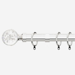 Polished Chrome 28mm Glass Bubbles Fixed Length Metal Curtain Pole - Polished Chrome / 460cm - thumbnail 5