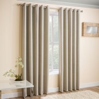 Pair of Vogue Cream Eyelet Thermal Dimout Curtains - Cream / 168cm / 137cm