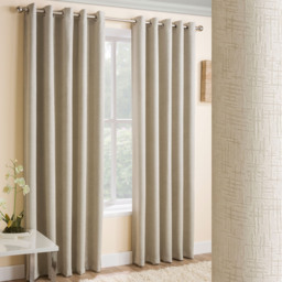 Pair of Vogue Cream Eyelet Thermal Dimout Curtains - Cream / 168cm / 137cm - thumbnail 2