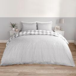 Gingham Duvet Cover Set - Grey / King - thumbnail 4