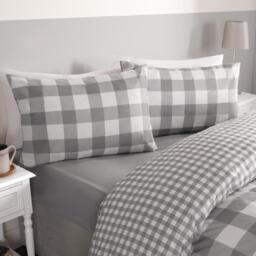 Gingham Duvet Cover Set - Grey / King - thumbnail 3