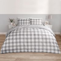 Gingham Duvet Cover Set - Grey / King - thumbnail 1