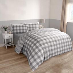 Gingham Duvet Cover Set - Grey / King - thumbnail 2