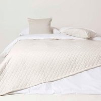 Homescapes Diamond Quilted Velvet Bed Throw - Cream - image 1