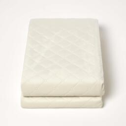 Homescapes Diamond Quilted Velvet Bed Throw - Cream - thumbnail 2