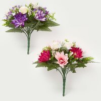 Rose  Lotus Flower Bouquet, Pink  Purple Set of 2 - Pink and purple