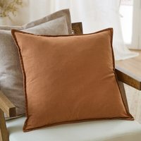 Slub Cotton Cushion - Toffee / Feather