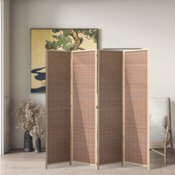 Woven Folding Room Divider - Brown / 200cm - thumbnail 5