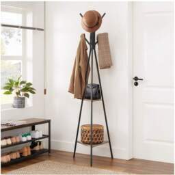 VASAGLE Rack Stand, Coat Tree, Hall Tree Free Standing, Industrial Style - Black - thumbnail 2
