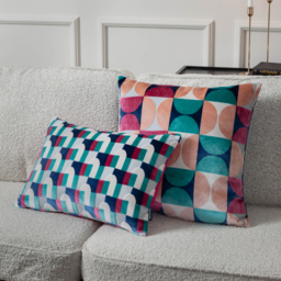 Bardot Cut Velvet Cushion - Magenta-Blue - thumbnail 5