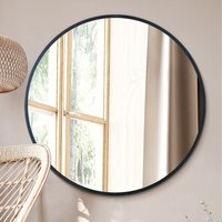 "Fenestra - Black Edged Circular Modern Wall Mirror 35"" - Black" - image 1