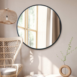 "Fenestra - Black Edged Circular Modern Wall Mirror 35"" - Black" - thumbnail 3