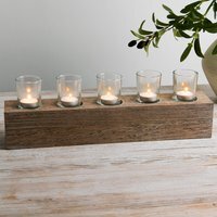 Wooden Tealight Candle Holder Set - Brown