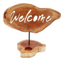 Handmade Wooden Welcome Candle Holders - Brown
