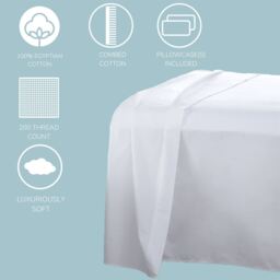 T200 Cotton Duvet Cover Set - White / Double - thumbnail 5