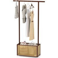 Coat Hanger Stand with Wheel - Brown - thumbnail 1