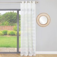 Whitstable Tufted Stripe Voile Curtain - White