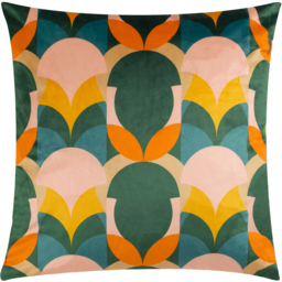 Raeya Art Deco Velvet Cushion - Peach/Pine / 80 Polyester 20 Feather - thumbnail 2