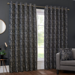 Aster Eyelet Curtain - Charcoal / 168cm / 229cm - thumbnail 2