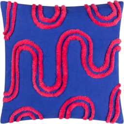 Archie Tufted Cushion - Cobalt/Pink / Polyester - thumbnail 2