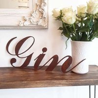 Bar Accessories , Gin Sign , Rusty metal Garden Bar Decor , Gift For Gin Lover - Red - thumbnail 1