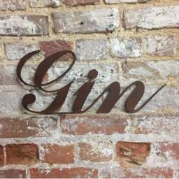 Bar Accessories , Gin Sign , Rusty metal Garden Bar Decor , Gift For Gin Lover - Red - thumbnail 2