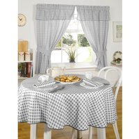 Gingham Pencil Pleat Curtains with Pelmet Header - Charcoal / 121cm