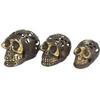 Vintage Brass Skull Statue, Large Fengshui for Home Spa - Gold