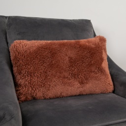 Short Pile Sheepskin Cushion - Coral / Rectangle Cushion - thumbnail 3