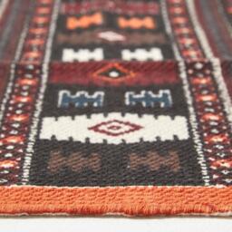 Cotton Kilim Printed Rug Terracotta, Black and Brown Design - Multi Colour - thumbnail 4