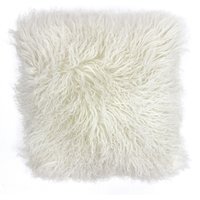 Mongolian Sheepskin Cushion - Pristine / Polyester