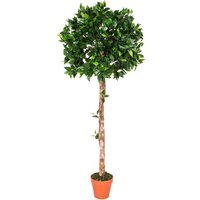 Homescapes Green 4ft Ficus Topiary Artificial Tree with Pot, 125 cm - Green - image 1