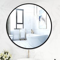 Nordic Hanging Makeup Round Wall Mirror - Black / 80cm - image 1