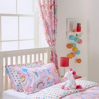 Unicorn Kids Room Darkening Pencil Pleat Curtain Pair - Pink