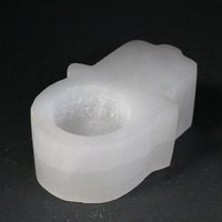 Elegant Selenite Hamsa Candle Holder - White