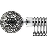 16-19mm Mirrored Extendable Durable Metal Curtain Pole Set - Chrome / 160cm - image 1