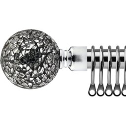 16-19mm Mirrored Extendable Durable Metal Curtain Pole Set - Chrome / 160cm - thumbnail 2