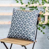 Art Deco Geometric Print Outdoor Cushion - Grey - thumbnail 1