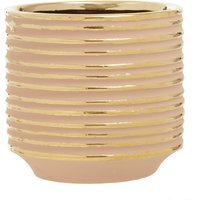 Haldis Blush Pink and Gold Small Ceramic Planter - Gold