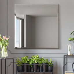Moderni Glass Frameless Bevelled Square Wall Mirror - Black - thumbnail 3